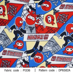 ผ้าพิมพ์ NINJAS(แดงน้ำเงิน)