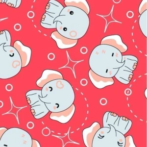 ผ้าพิมพ์น้องช้าง(แดง)