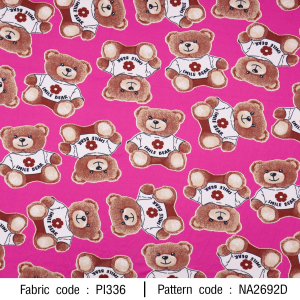 ผ้าพิมพ์หมีเสื้อขาว(ชมพู)