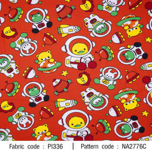 ผ้าพิมพ์เป็ดอวกาศ(แดง)