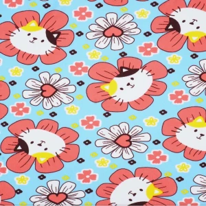 ผ้าดอกไม้แมว มะแอ่ว(ฟ้า) - primary