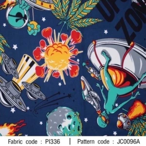 ผ้าพิมพ์ Alien Space(กรม) - primary