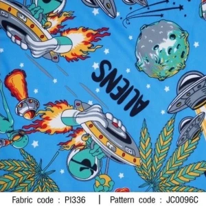 ผ้าพิมพ์ Alien Space(ฟ้า) - primary