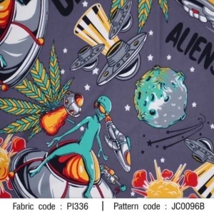 ผ้าพิมพ์ Alien Space(เทา) - primary