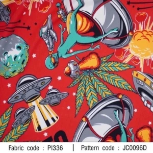 ผ้าพิมพ์ Alien Space(แดง) - primary