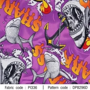 ผ้าพิมพ์ Anchor Shark(ม่วง) - primary