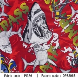 ผ้าพิมพ์ Anchor Shark(แดง) - primary