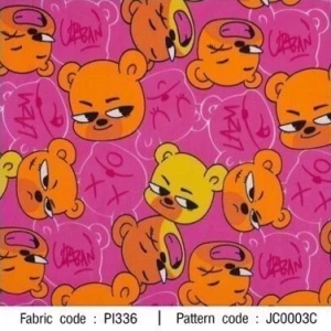 ผ้าพิมพ์ Angry Bear(ชมพู) - primary