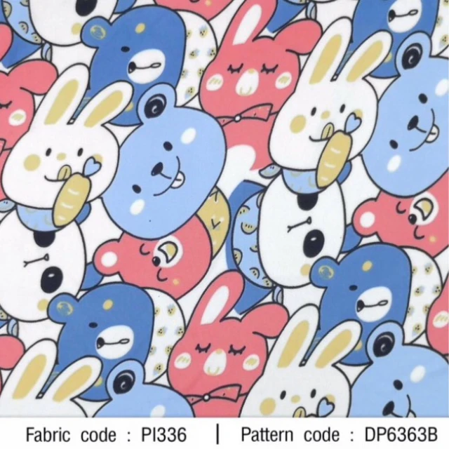 ผ้าพิมพ์ Animal Gang(ฟ้า)