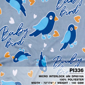 ผ้าพิมพ์ Baby Bird(เทา) - primary