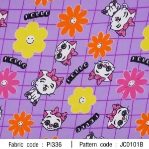 ผ้าพิมพ์ Baby Cat(ม่วง) - primary