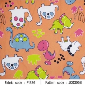 ผ้าพิมพ์ Babyไดโนเสาร์(ส้ม) - primary