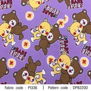 ผ้าพิมพ์ BARE BEARS(ม่วง) - primary