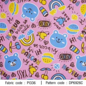 ผ้าพิมพ์ Bear Balloon(ชมพู) - primary