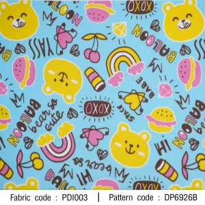 ผ้าพิมพ์ Bear Balloon(ฟ้า) - primary