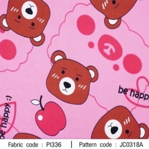 ผ้าพิมพ์ Bear happy(ชมพู) - primary