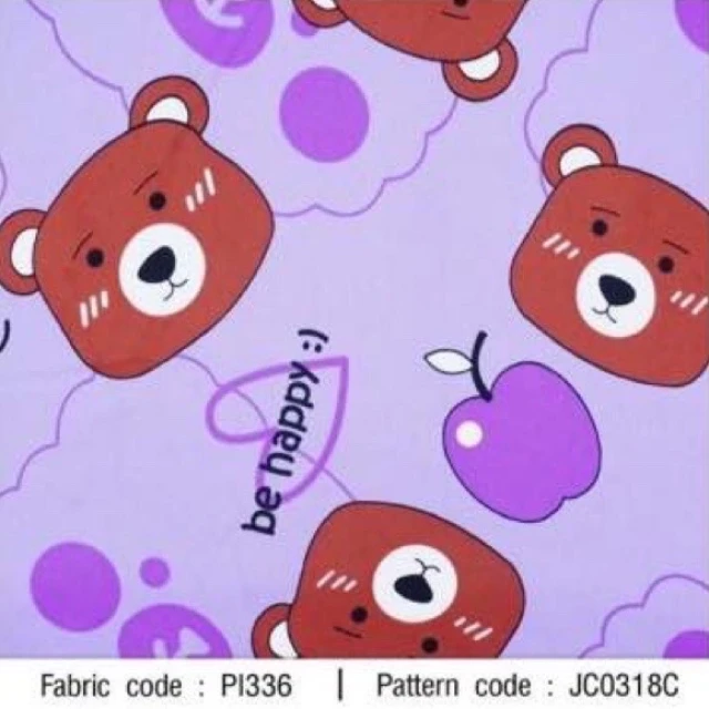 ผ้าพิมพ์ Bear happy(ม่วง)