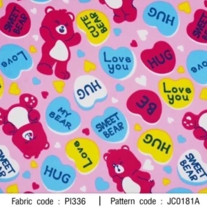 ผ้าพิมพ์ Bear hug(ชมพู) - primary
