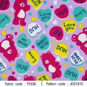 ผ้าพิมพ์ Bear hug(ม่วง) - primary