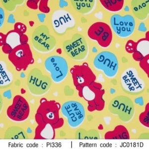 ผ้าพิมพ์ Bear hug(เหลือง) - primary