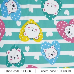 ผ้าพิมพ์ Bear in love(เขียว) - primary