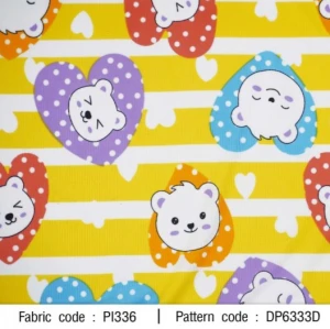 ผ้าพิมพ์ Bear in love(เหลือง) - primary