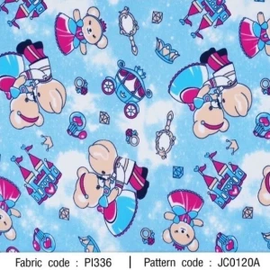 ผ้าพิมพ์ Bear princess(ฟ้า) - primary