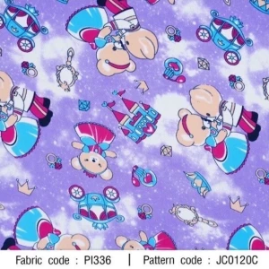 ผ้าพิมพ์ Bear princess(ม่วง) - primary