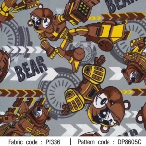 ผ้าพิมพ์ BEAR ROBOT(เทา) - primary