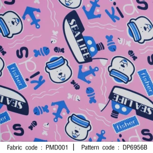 ผ้าพิมพ์ Bear Sea Life(ชมพู) - primary