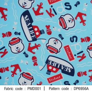 ผ้าพิมพ์ Bear Sea Life(ฟ้า) - primary