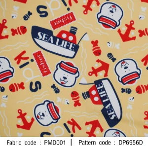 ผ้าพิมพ์ Bear Sea Life(เหลือง) - primary