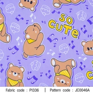 ผ้าพิมพ์ Bear So Cute(ม่วง) - primary
