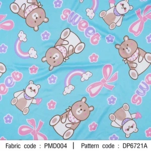 ผ้าพิมพ์ Bear Sweet(ฟ้า) - primary