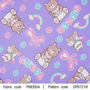 ผ้าพิมพ์ Bear Sweet(ม่วง) - primary