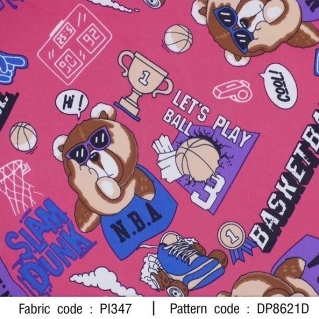 ผ้าพิมพ์ BearBasketball(ชมพู)