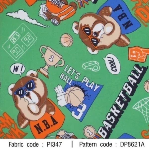 ผ้าพิมพ์ BearBasketball(เขียว) - primary