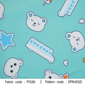 ผ้าพิมพ์ BearBus(เขียวมิ้นท์) - primary