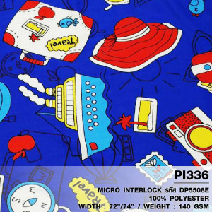 ผ้าพิมพ์ Boat Travel (น้ำเงิน) - primary