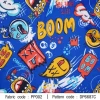 ผ้าพิมพ์ BOOM(น้ำเงิน) 
