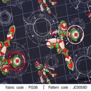 ผ้าพิมพ์ Boy attack(เทา) - primary