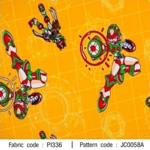 ผ้าพิมพ์ Boy attack(เหลือง) - primary