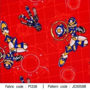 ผ้าพิมพ์ Boy attack(แดง) - primary