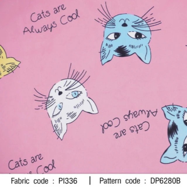 ผ้าพิมพ์ Cat Always(ชมพู)