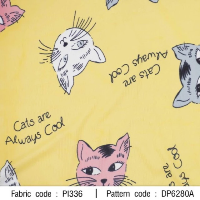 ผ้าพิมพ์ Cat Always(เหลือง)