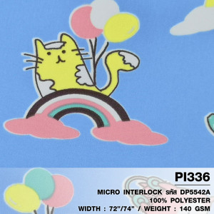 ผ้าพิมพ์ Cat Meows(ฟ้า)