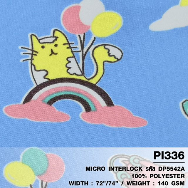 ผ้าพิมพ์ Cat Meows(ฟ้า)