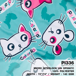 ผ้าพิมพ์ Cat or Rat(เขียวมิ้นท์) - primary