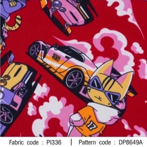ผ้าพิมพ์ Cat Racing(แดง) - primary