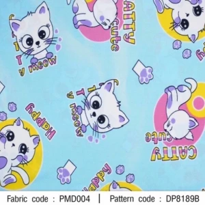 ผ้าพิมพ์ Catty Cute(ฟ้า) - primary